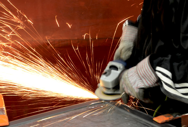 grinding-welded-steel-frame-sparks